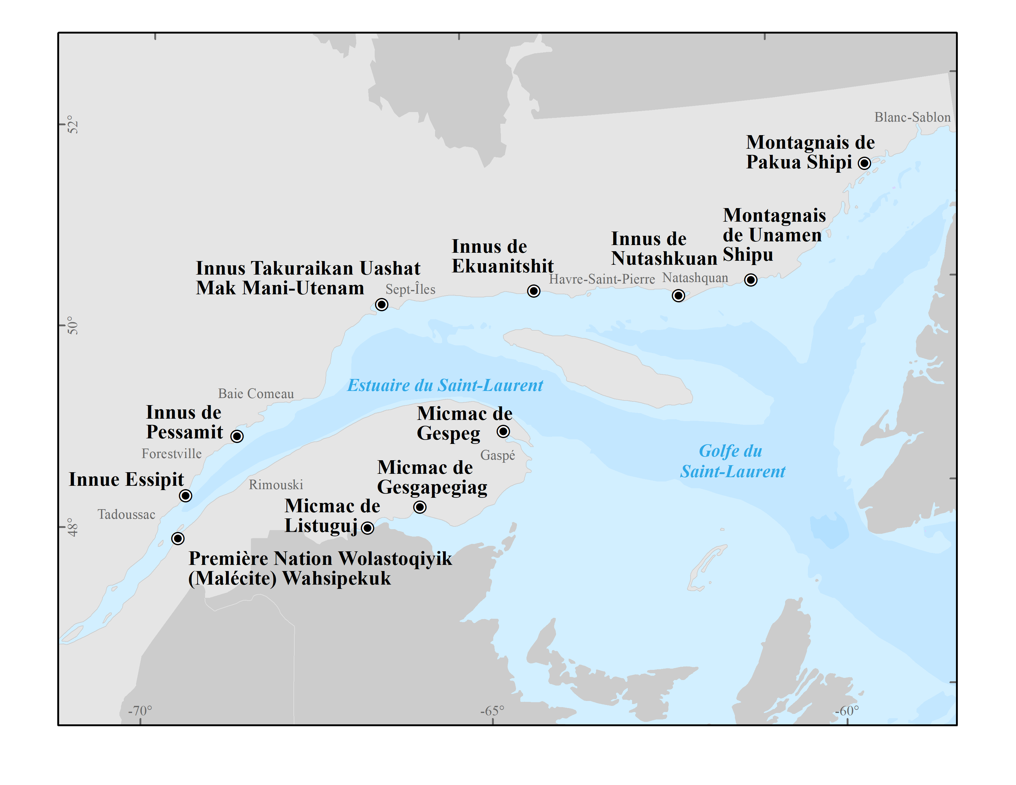 Indigenous communities of the estuary and Gulf of St. Lawrence in Quebec.