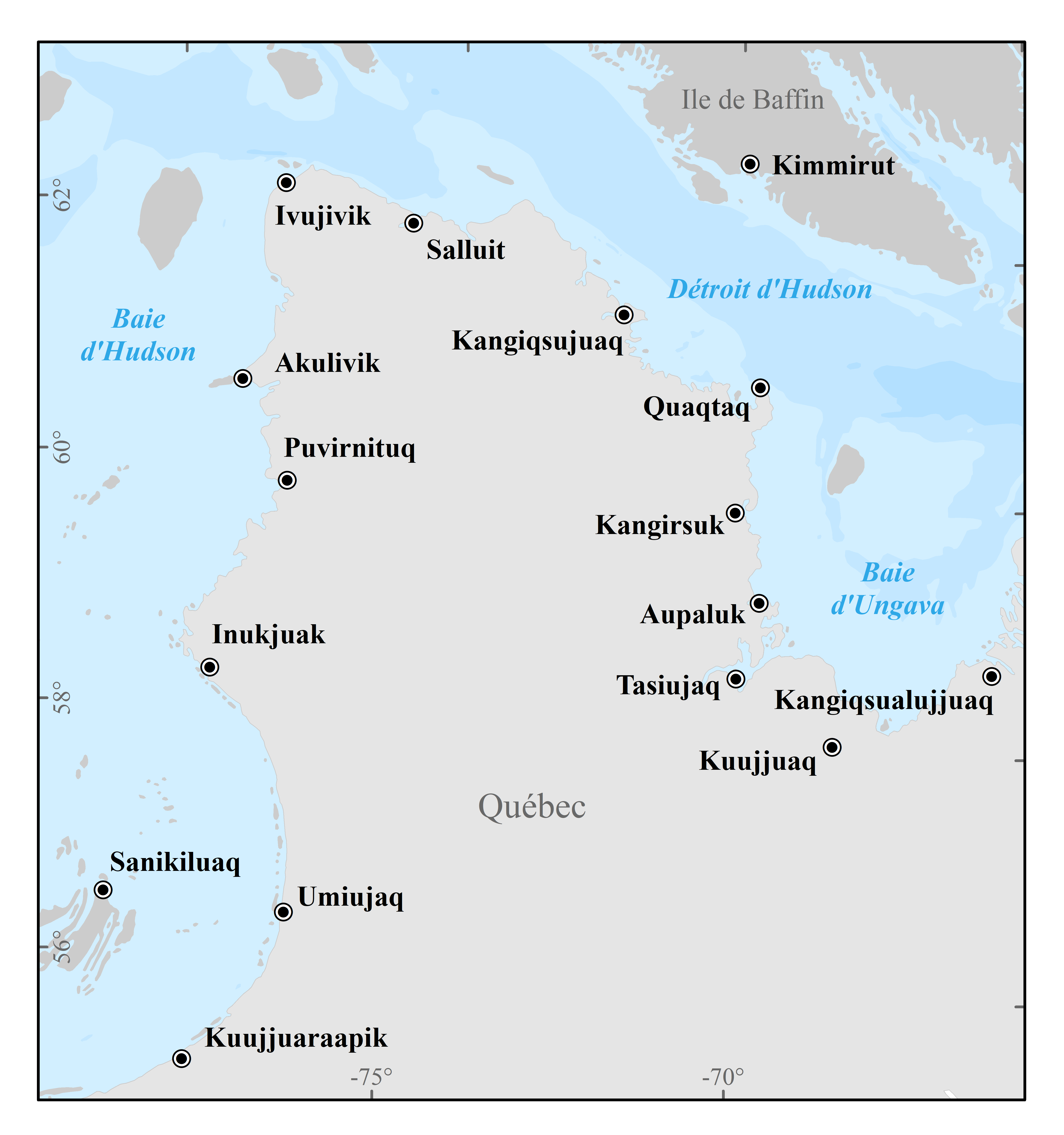 Carte des première nations Nord du Québec